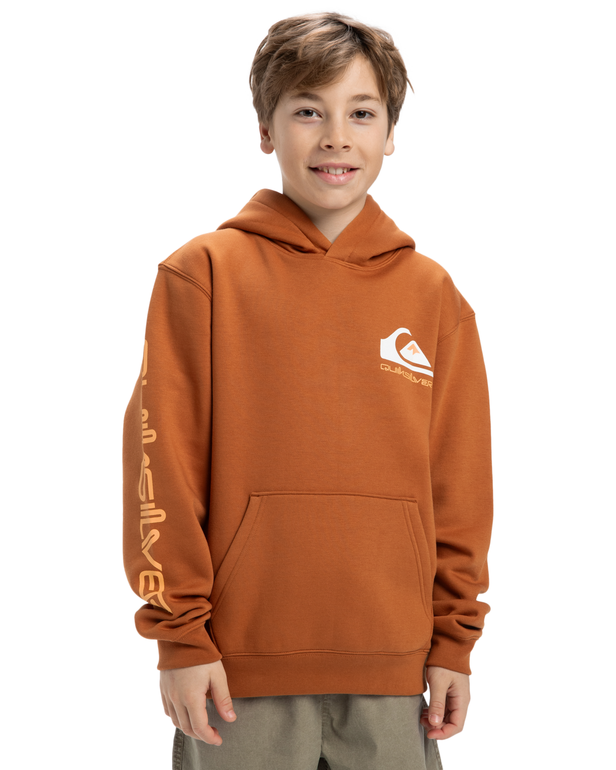 The Quiksilver Boys Boys Omni Logo Hoodie in Bran
