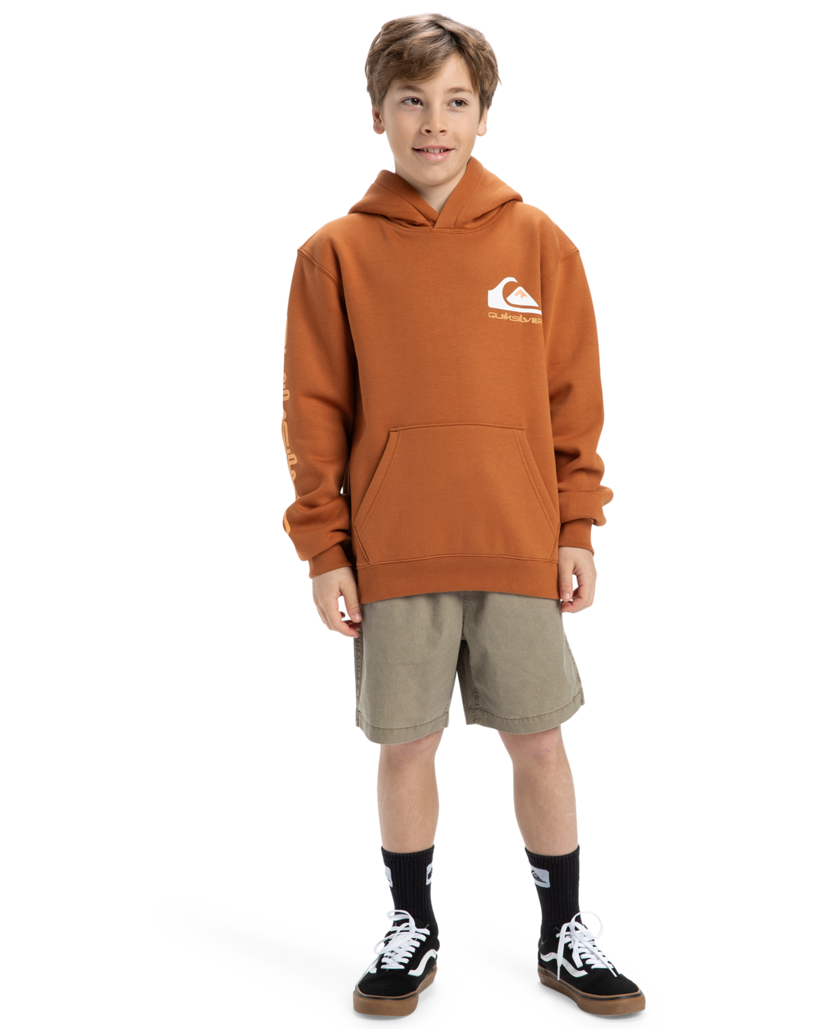 The Quiksilver Boys Boys Omni Logo Hoodie in Bran