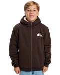 The Quiksilver Boys Boys Sherpa Zip Fleece Jacket in Chocolate Brown