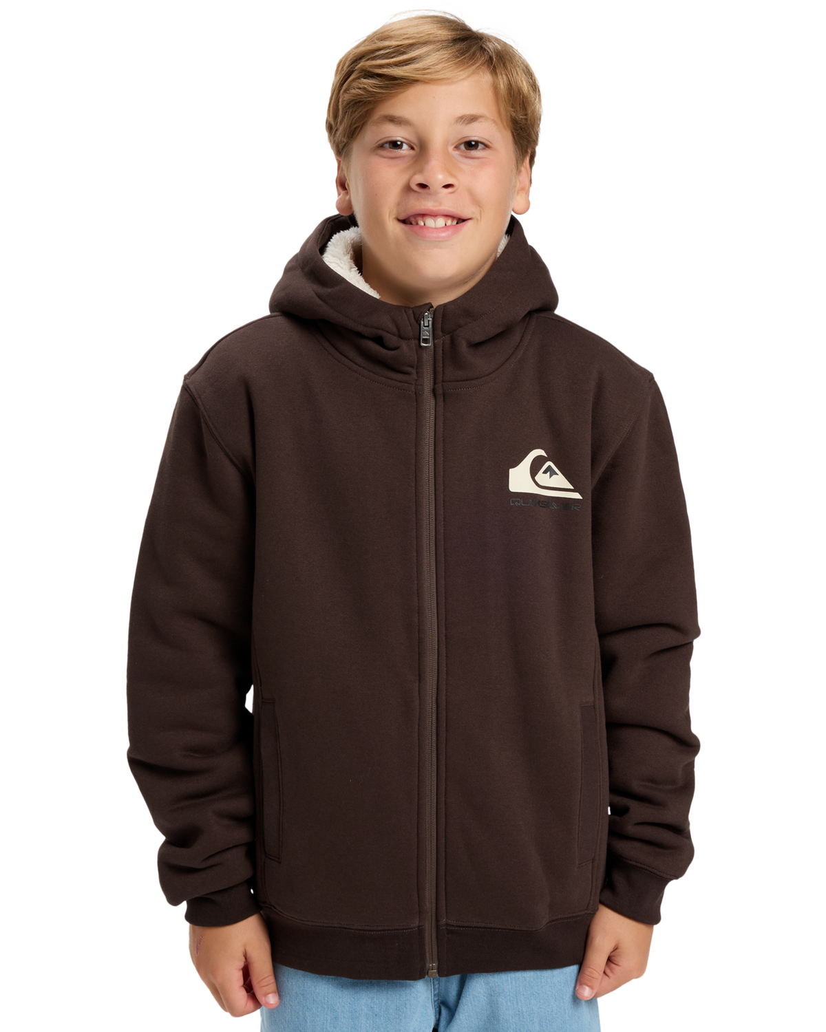 The Quiksilver Boys Boys Sherpa Zip Fleece Jacket in Chocolate Brown