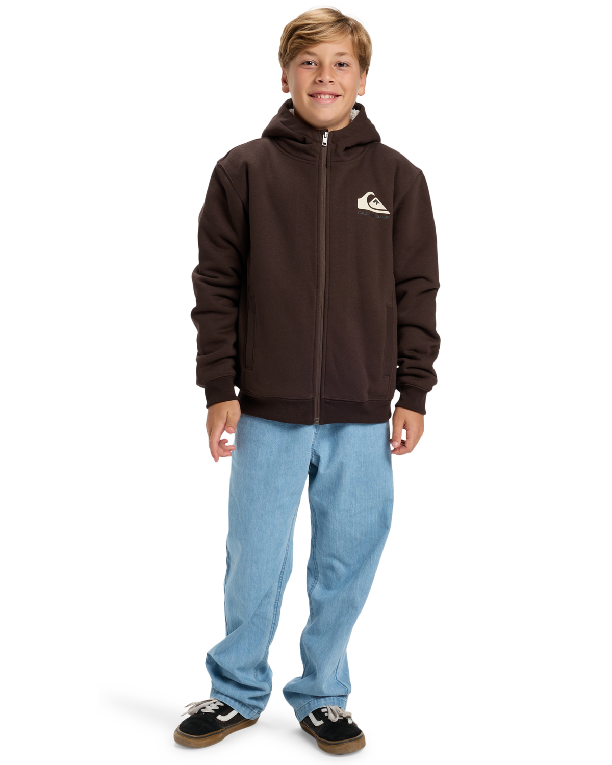 The Quiksilver Boys Boys Sherpa Zip Fleece Jacket in Chocolate Brown