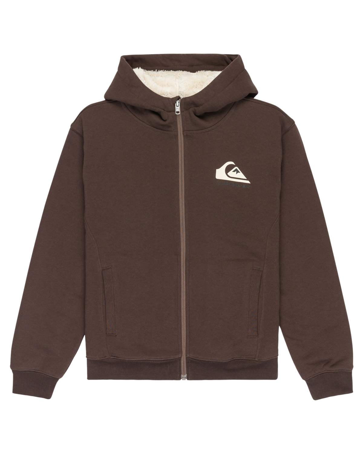 The Quiksilver Boys Boys Sherpa Zip Fleece Jacket in Chocolate Brown