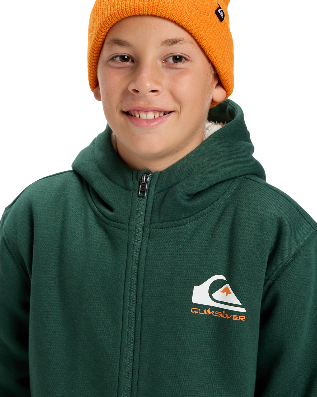 The Quiksilver Boys Boys Sherpa Zip Fleece Jacket in Trekking Green