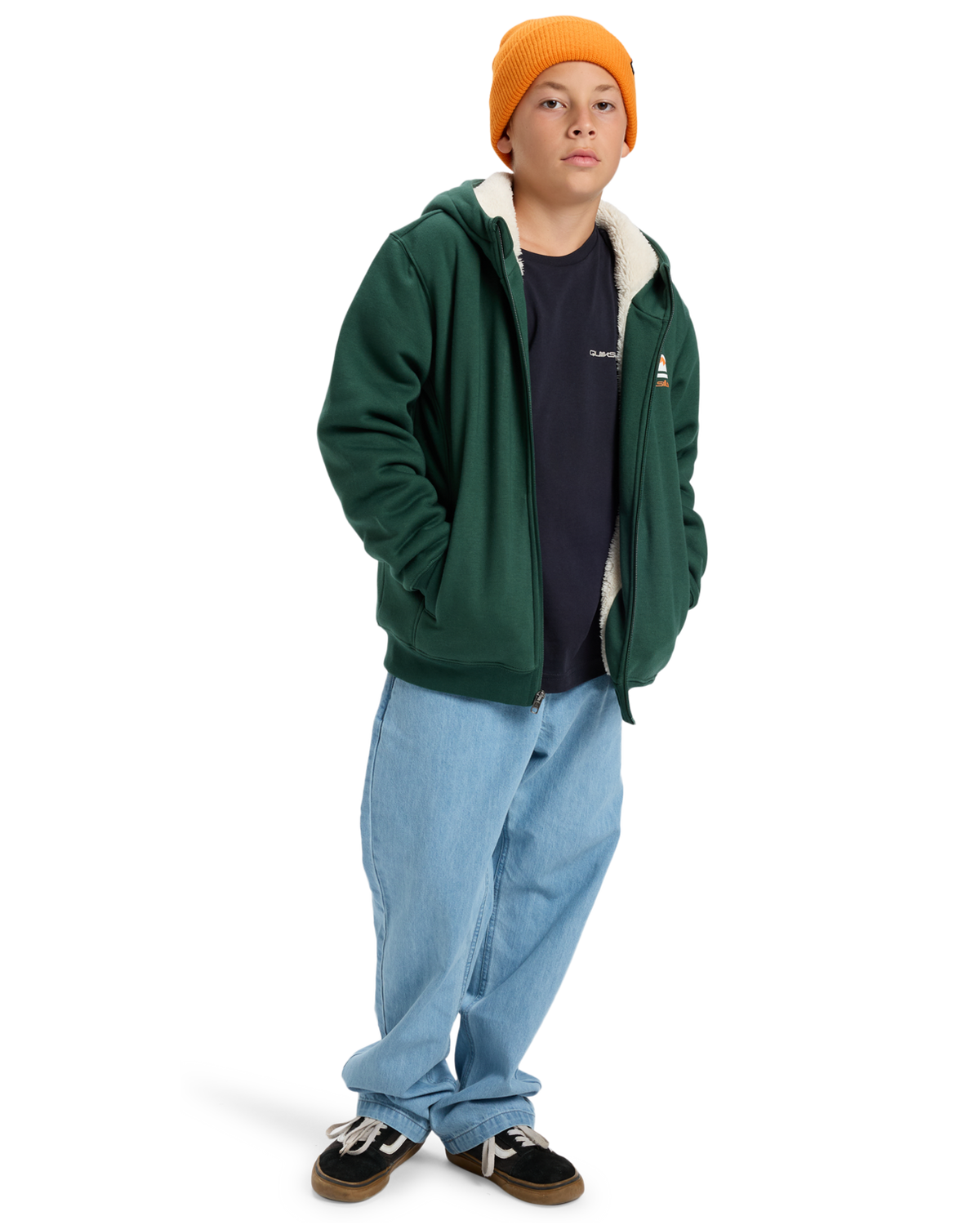 The Quiksilver Boys Boys Sherpa Zip Fleece Jacket in Trekking Green