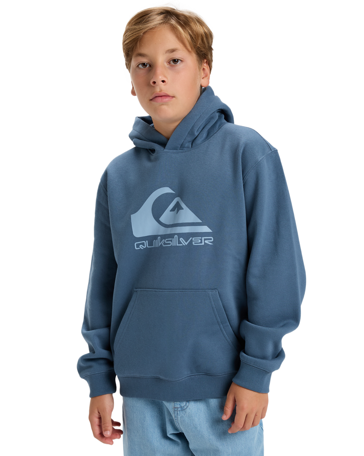 The Quiksilver Boys Boys Comp Logo Hoodie in China Blue