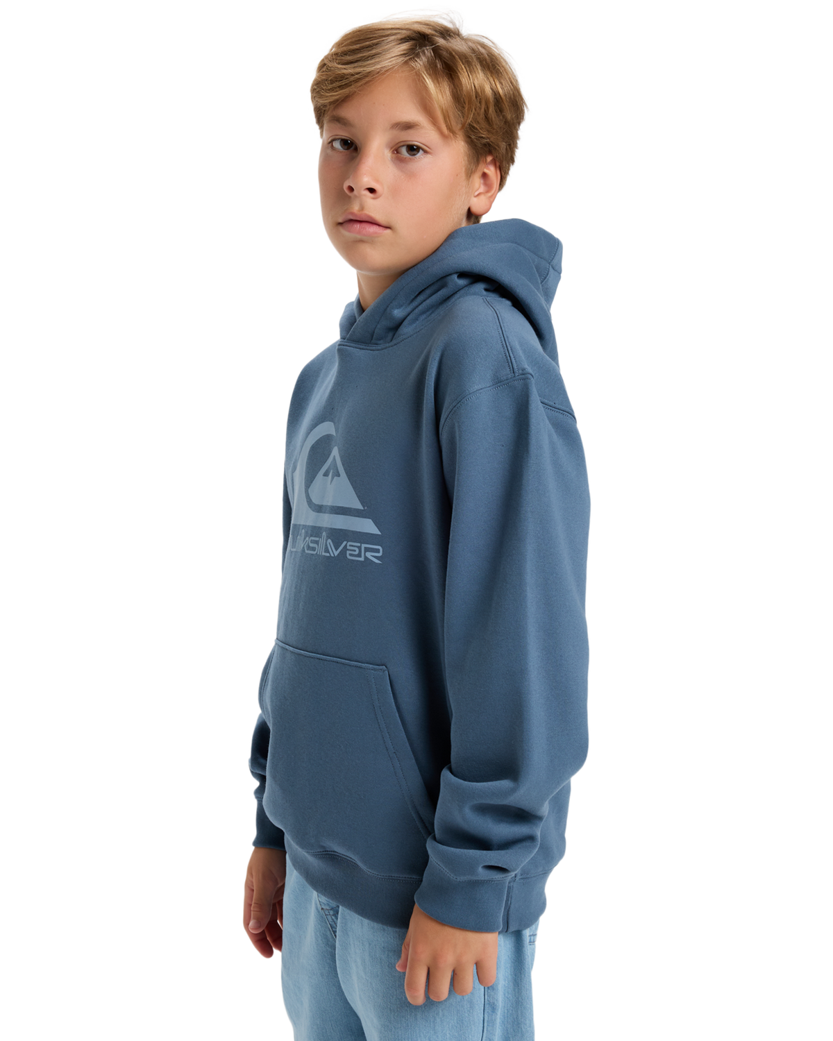 The Quiksilver Boys Boys Comp Logo Hoodie in China Blue