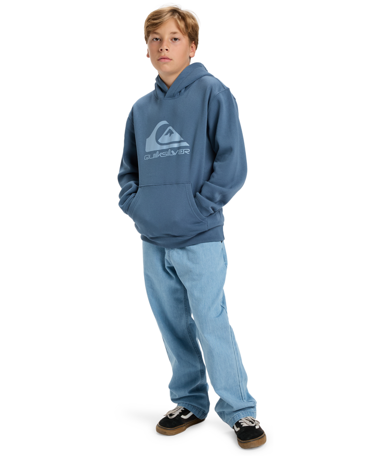 The Quiksilver Boys Boys Comp Logo Hoodie in China Blue
