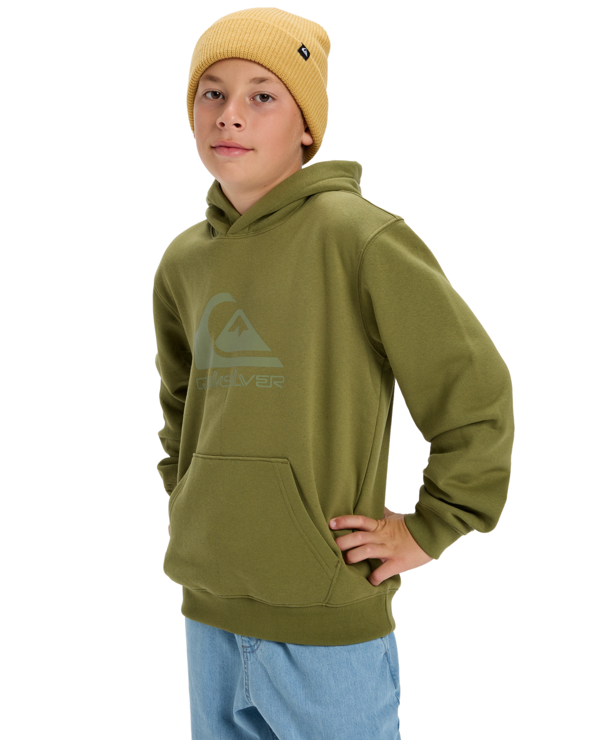 Boys Comp Logo Hoodie in Loden Green