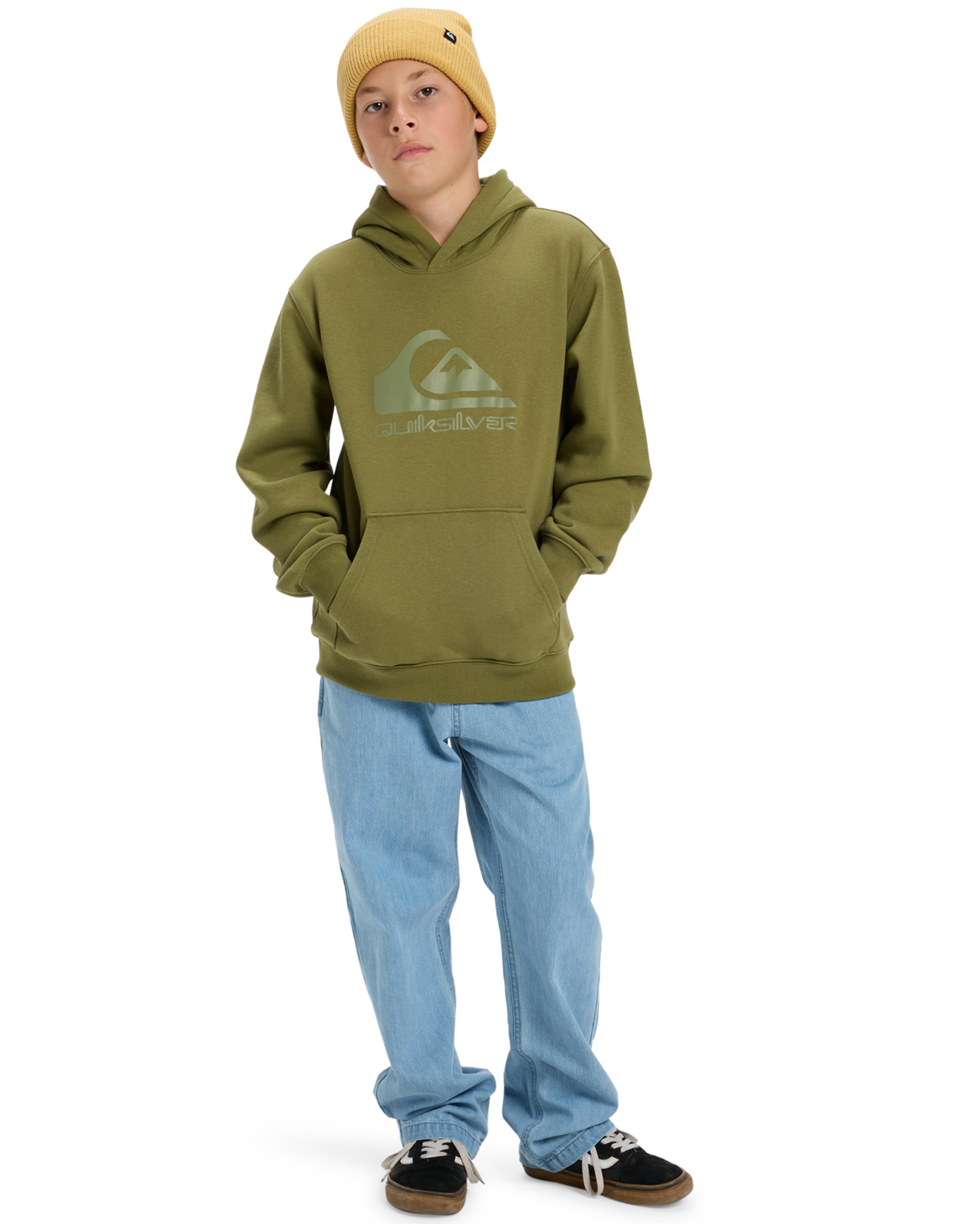 Boys Comp Logo Hoodie in Loden Green