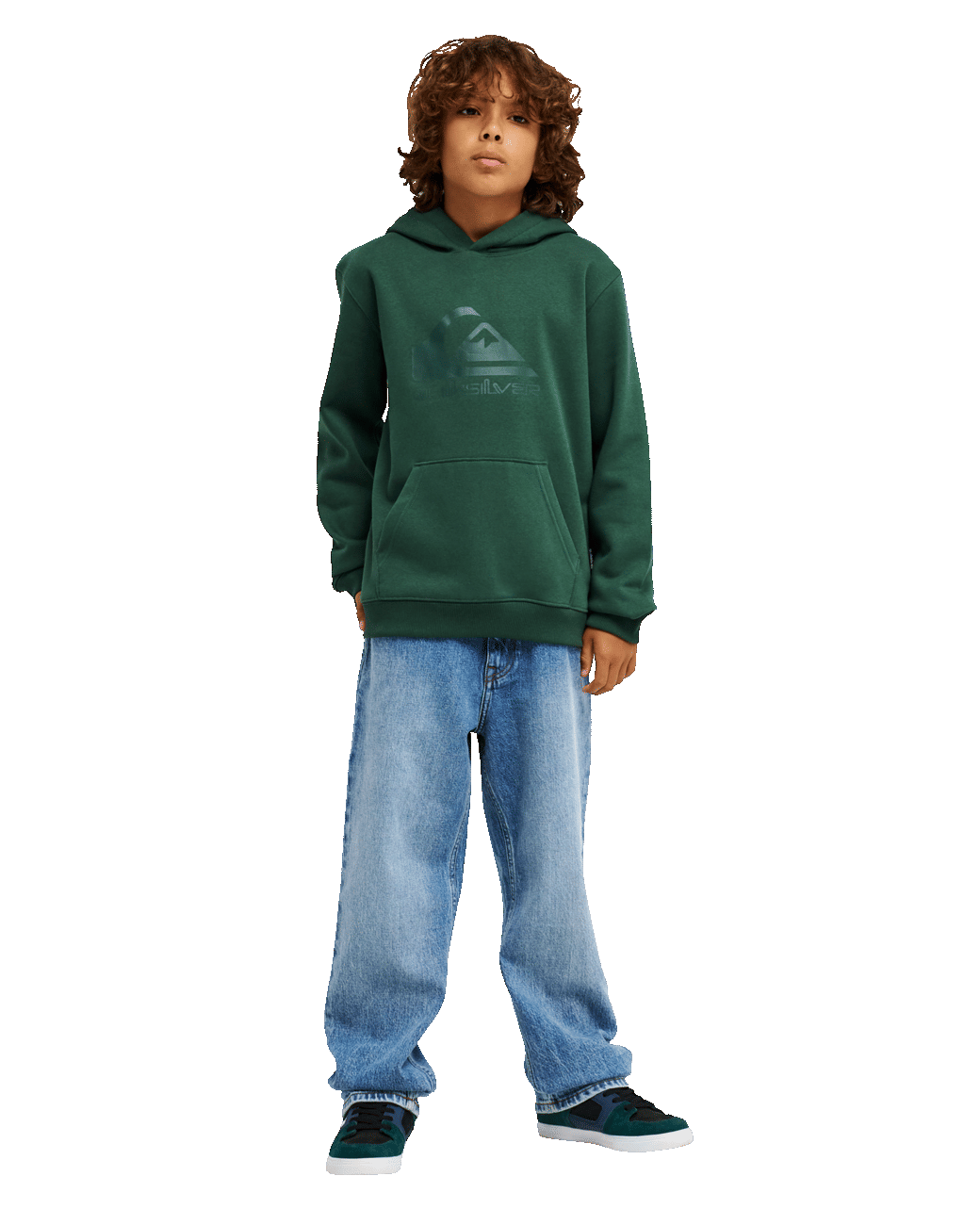 The Quiksilver Boys Boys Comp Logo Hoodie in Forest
