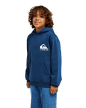 The Quiksilver Boys Boys Omni Logo Hoodie in Dark Denim