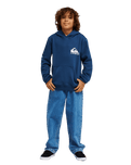 The Quiksilver Boys Boys Omni Logo Hoodie in Dark Denim
