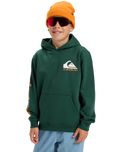 The Quiksilver Boys Boys Omni Logo Hoodie in Trekking Green