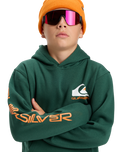 The Quiksilver Boys Boys Omni Logo Hoodie in Trekking Green