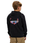 Boys Graphic Zip Hoodie in Black
