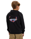 Boys Graphic Zip Hoodie in Black