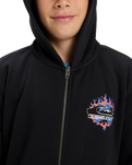 Boys Graphic Zip Hoodie in Black