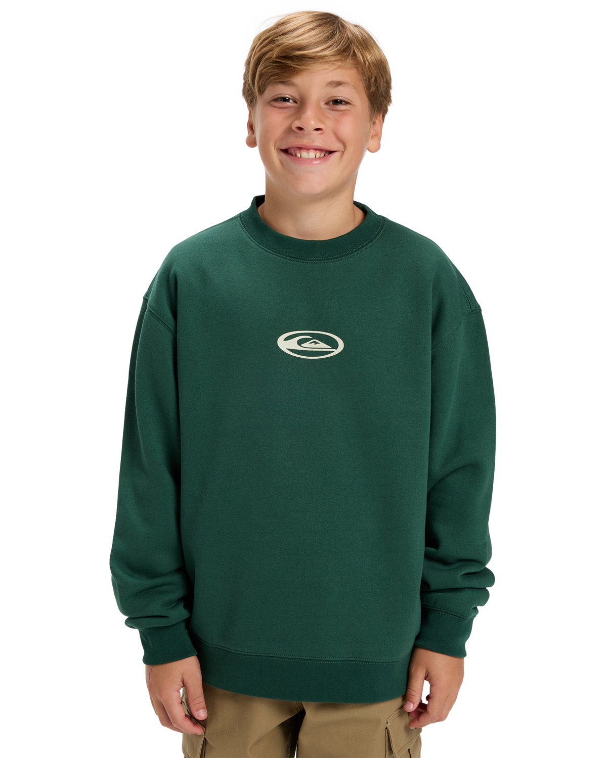 The Quiksilver Boys Boys Salt Water Graphic Sweatshirt in Trekking Green