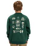 The Quiksilver Boys Boys Salt Water Graphic Sweatshirt in Trekking Green