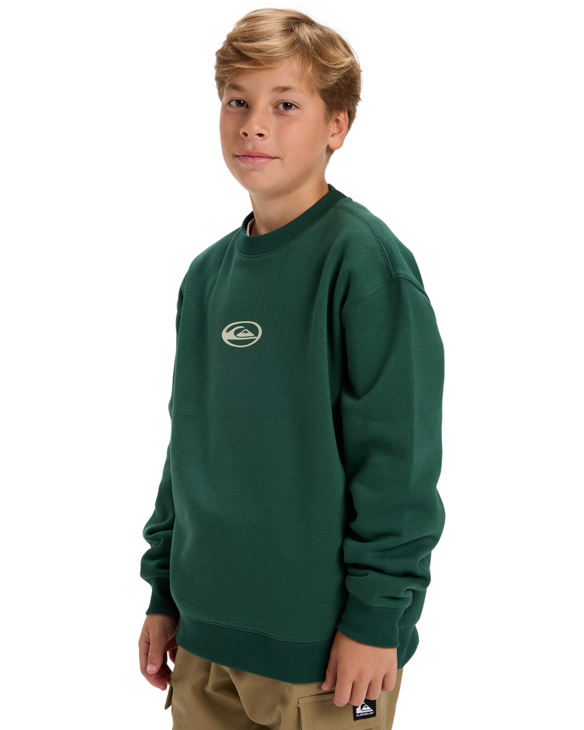 The Quiksilver Boys Boys Salt Water Graphic Sweatshirt in Trekking Green