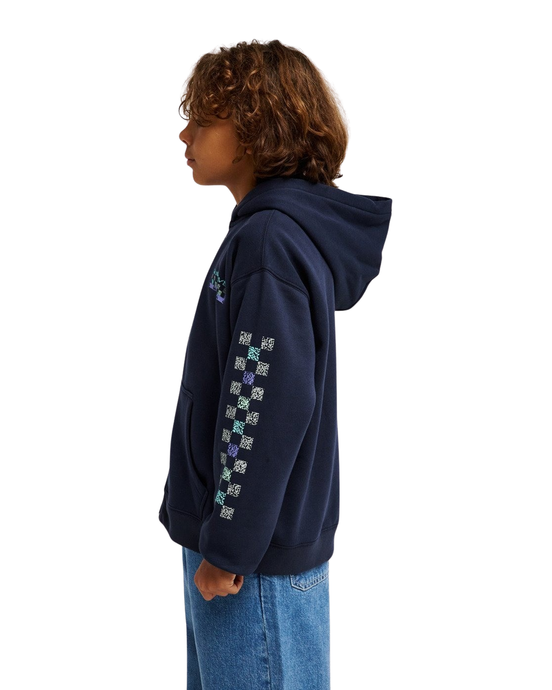 Boys Graphic Hero Zip Hoodie in Dark Navy