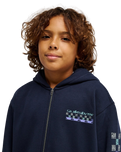 Boys Graphic Hero Zip Hoodie in Dark Navy