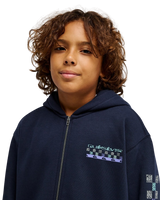 Boys Graphic Hero Zip Hoodie in Dark Navy
