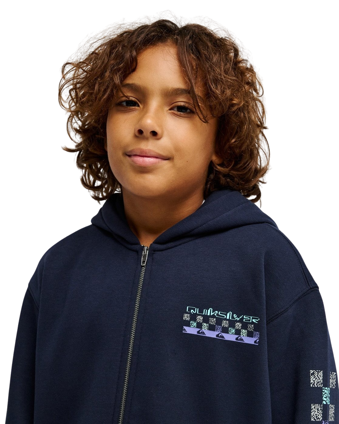 Boys Graphic Hero Zip Hoodie in Dark Navy