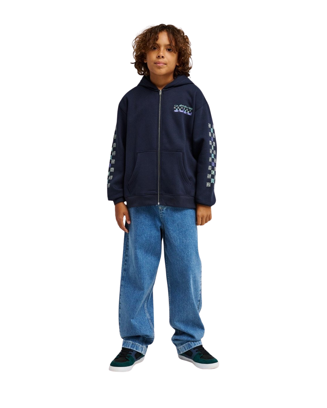 Boys Graphic Hero Zip Hoodie in Dark Navy