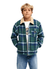 The Quiksilver Boys Boys Sherpa Harrington Jacket in Dark Denim Harrington Check