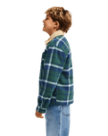 The Quiksilver Boys Boys Sherpa Harrington Jacket in Dark Denim Harrington Check