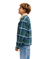 The Quiksilver Boys Boys Sherpa Harrington Jacket in Dark Denim Harrington Check