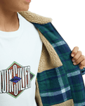 The Quiksilver Boys Boys Sherpa Harrington Jacket in Dark Denim Harrington Check