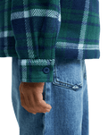 The Quiksilver Boys Boys Sherpa Harrington Jacket in Dark Denim Harrington Check