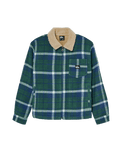 The Quiksilver Boys Boys Sherpa Harrington Jacket in Dark Denim Harrington Check