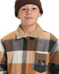 The Quiksilver Boys Boys DNA Sherpa Harrington Jacket in Almond Sherpa Harrington