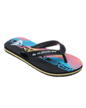 Boys Molokai Art 26 Flip Flops in Black, Black & Pink