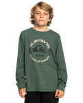 The Quiksilver Boys Boys Circle Logo Long Sleeve T-Shirt in Forest