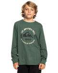 The Quiksilver Boys Boys Circle Logo Long Sleeve T-Shirt in Forest