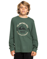 The Quiksilver Boys Boys Circle Logo Long Sleeve T-Shirt in Forest