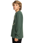 The Quiksilver Boys Boys Circle Logo Long Sleeve T-Shirt in Forest