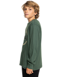 The Quiksilver Boys Boys Circle Logo Long Sleeve T-Shirt in Forest