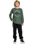 The Quiksilver Boys Boys Circle Logo Long Sleeve T-Shirt in Forest
