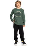 The Quiksilver Boys Boys Circle Logo Long Sleeve T-Shirt in Forest