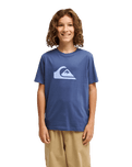 The Quiksilver Boys Boys Comp Logo T-Shirt in Vintage Indigo