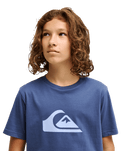The Quiksilver Boys Boys Comp Logo T-Shirt in Vintage Indigo