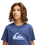 The Quiksilver Boys Boys Comp Logo T-Shirt in Vintage Indigo