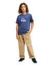 The Quiksilver Boys Boys Comp Logo T-Shirt in Vintage Indigo