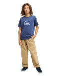 The Quiksilver Boys Boys Comp Logo T-Shirt in Vintage Indigo