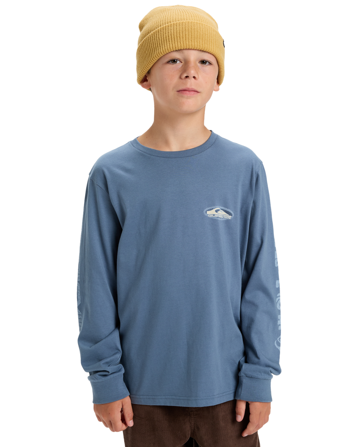 The Quiksilver Boys Boys EVO Border Lines Long Sleeve T-Shirt in China Blue